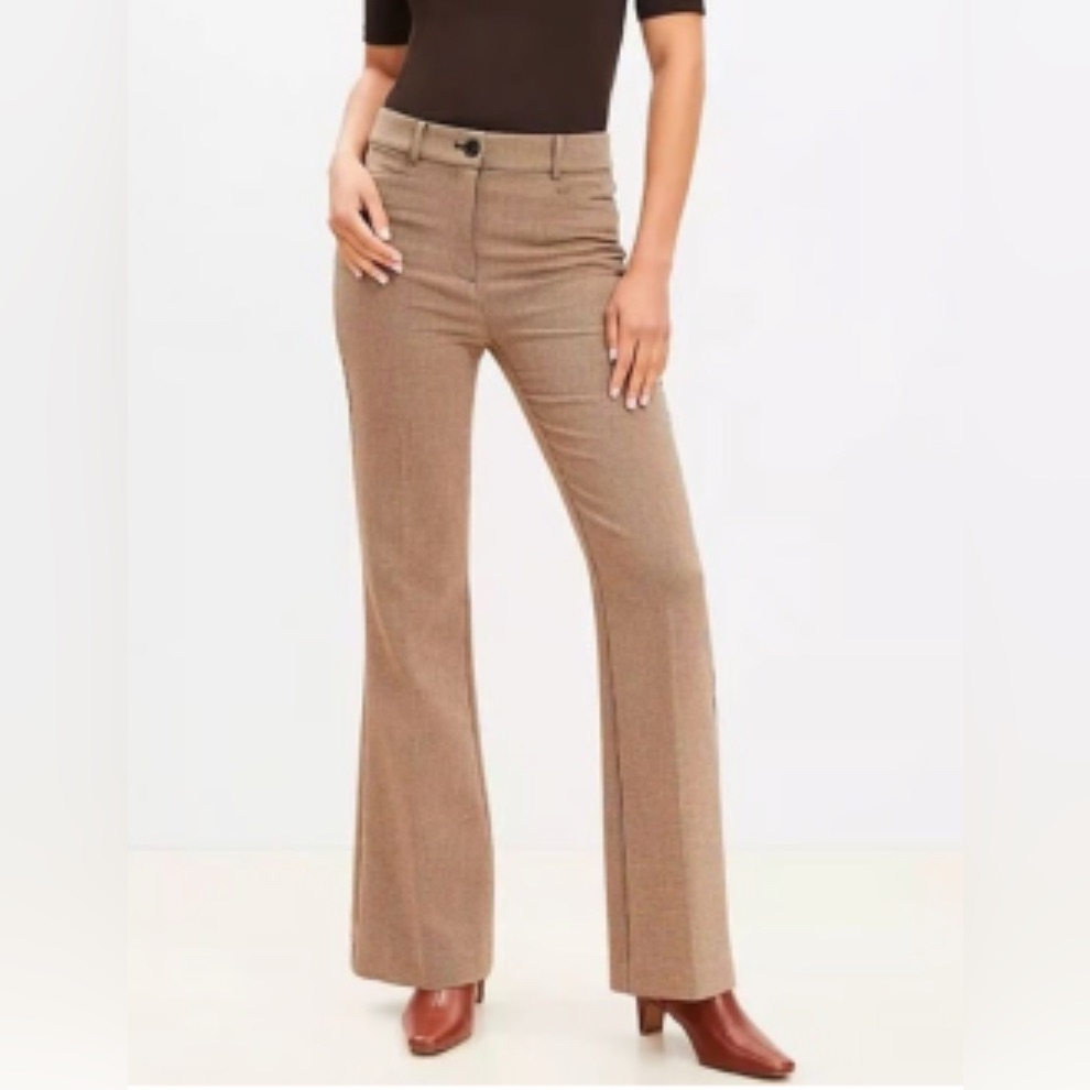 Loft Brown High-Rise Wide-Leg Trousers
